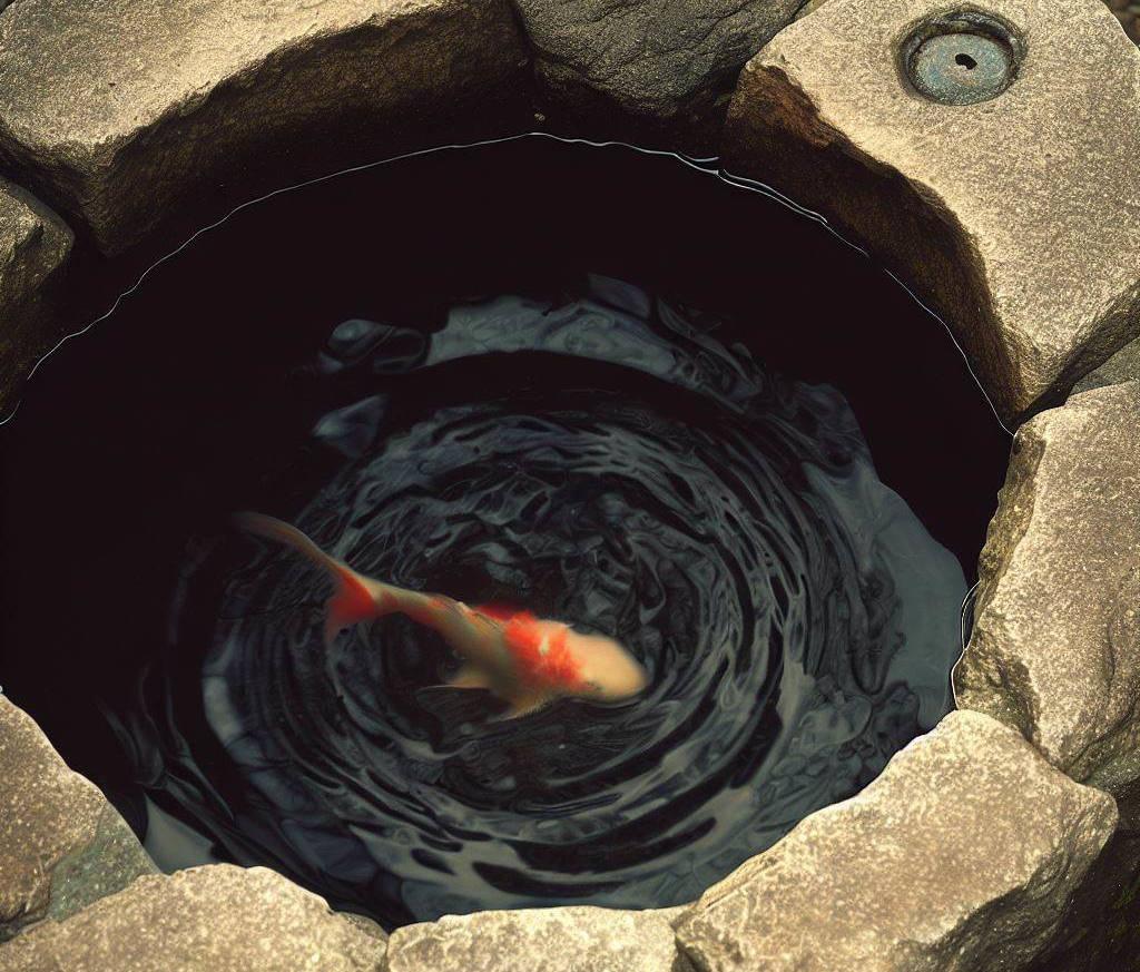 Stone well with a koi in it